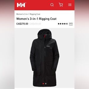 Women’s Helly Hansen Black 3-in-1 Rigging Coat Size Large